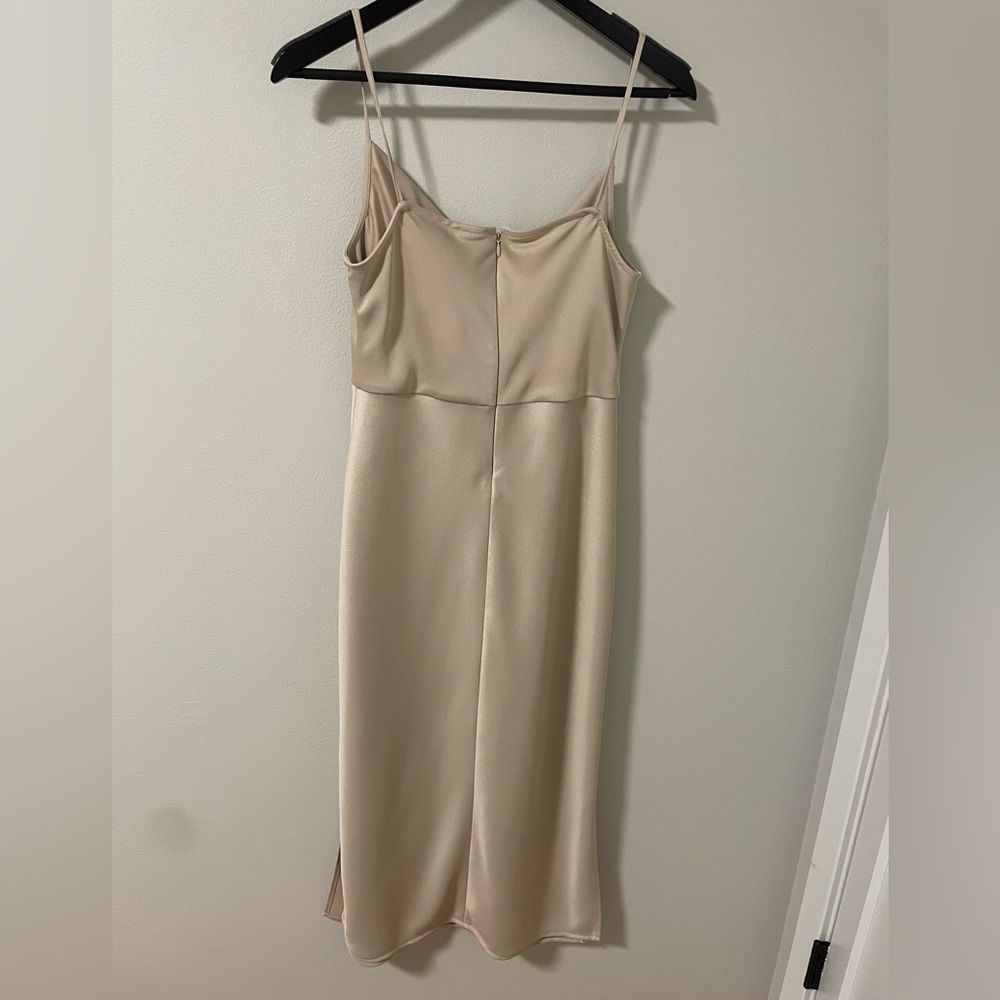BHLDN Cali Satin Charmeuse Midi Dress in color Champagne - Picture 6 of 9